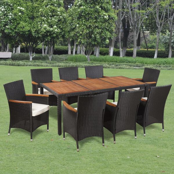 vidaXL Outdoor Furniture Set Black Powder-Coated Steel Medium to Large