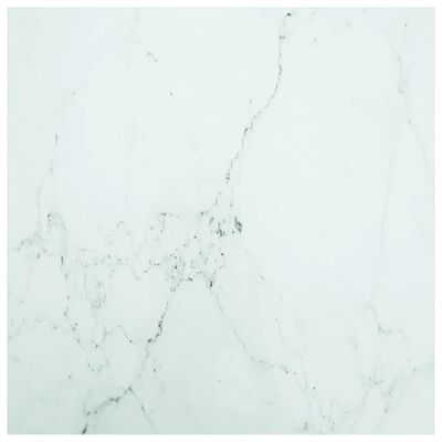 vidaXL Table Top White 31.5"x31.5" 0.2" Tempered Glass with Marble Design
