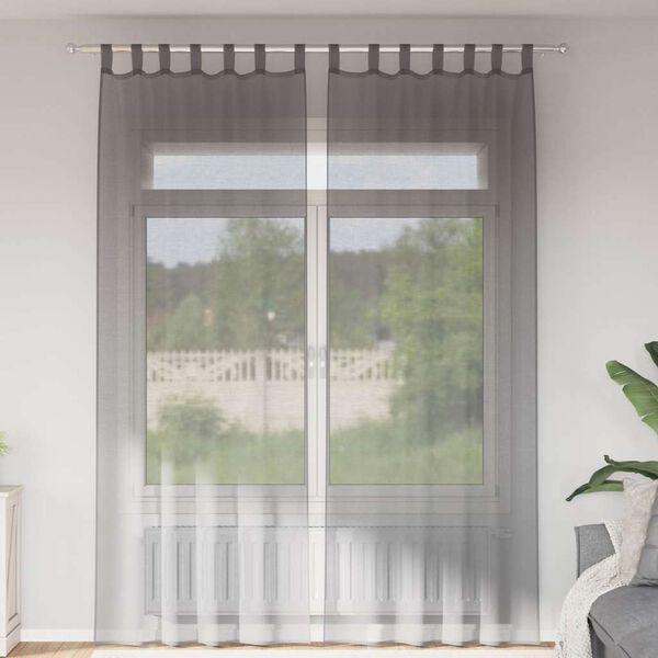 vidaXL Voile Curtains with Loops 2 pcs Dark Grey 55.1x102.4"