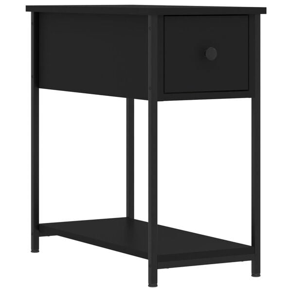 vidaXL Bedside Cabinet Black Engineered wood, iron Compact