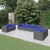 vidaXL Garden Lounge Set Grey PE rattan, powder-coated steel, plastic