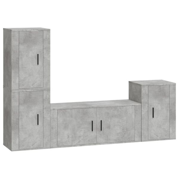vidaXL TV Cabinet Set Set of 4 Concrete grey Engineered wood Medium