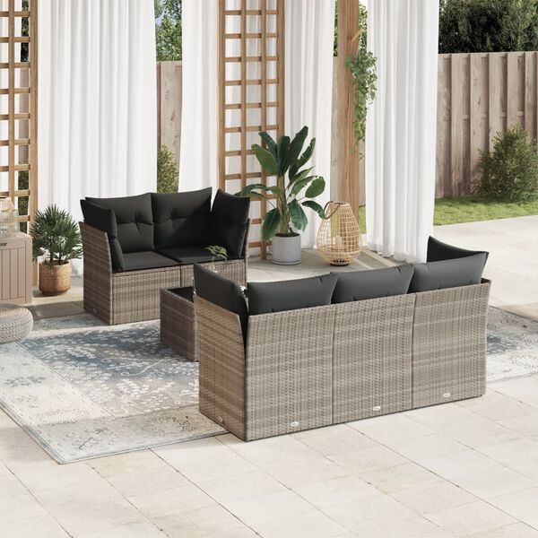 vidaXL Garden Sofa Set Light Grey PE Rattan Medium to Large