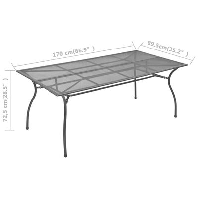 vidaXL Patio Table Anthracite 66.9"x35.2"x28.5" Steel Mesh