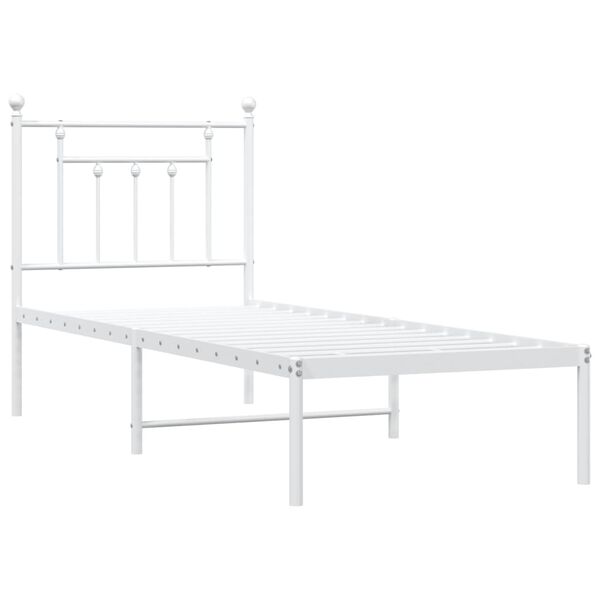 vidaXL Bed Frame White Powder-Coated Steel Small Single Bed Frame