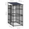 vidaXL Dog Kennel Black Powder-coated steel 19.8 sq ft Durable