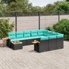 vidaXL 11 Piece Patio Sofa Set with Cushions Black Poly Rattan (US only)