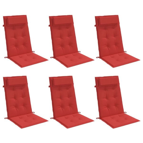 vidaXL Highback Chair Cushion Set of 6 Red Oxford fabric (100% polyester)