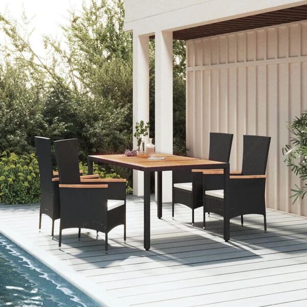 vidaXL Garden Dining Set Black Poly Rattan Large Modular