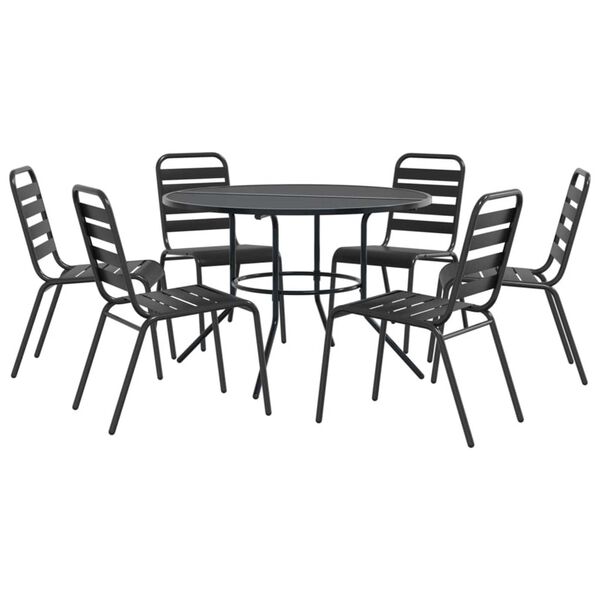 vidaXL Garden Chair Set Anthracite Powder-coated steel 7 pcs Set