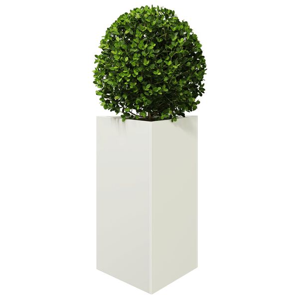 vidaXL Garden Planter White Steel Medium Garden Planter Triangular