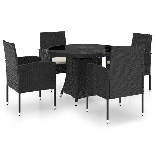 vidaXL Garden Dining Set Black, Cream white