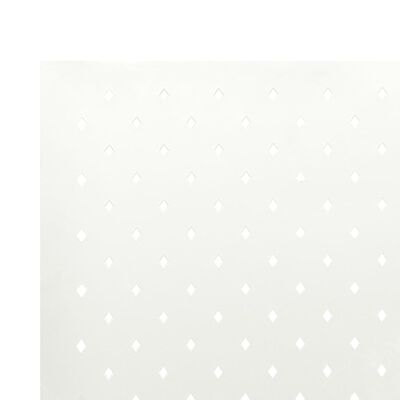 Close-up of perforated pattern on white panel with diamond-shaped perforations.