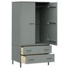 vidaXL Wardrobe Grey Solid pine wood, metal Compact Wardrobe