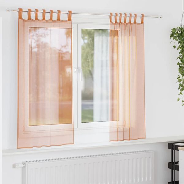 vidaXL Voile Curtains with Loops 2 pcs Terracotta 55.1x68.9"