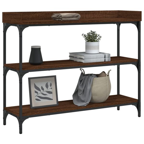 vidaXL Console Table Brown Oak Engineered wood, Metal Console Table