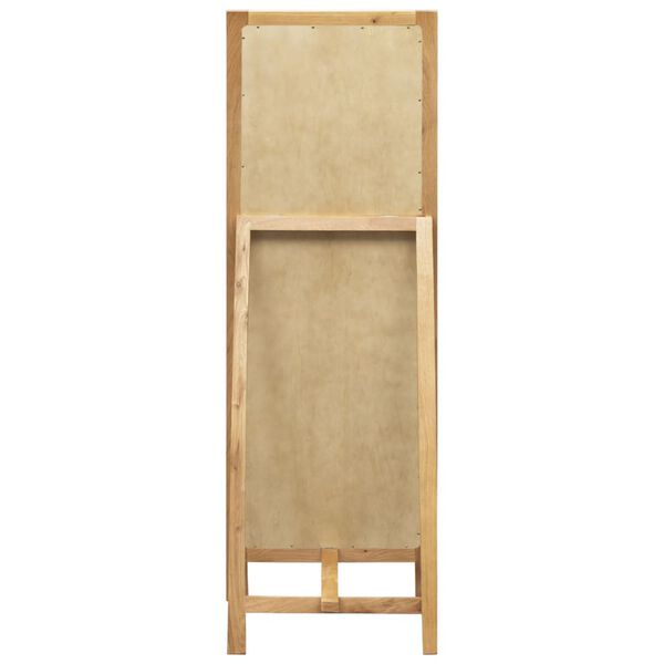 vidaXL Freestanding Mirror Natural Oak Brown Solid Oak Wood, Glass