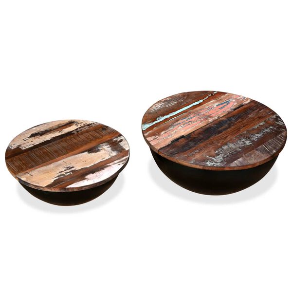 vidaXL Coffee Table Set of 2 Tabletop: Multicolour, Base: Black