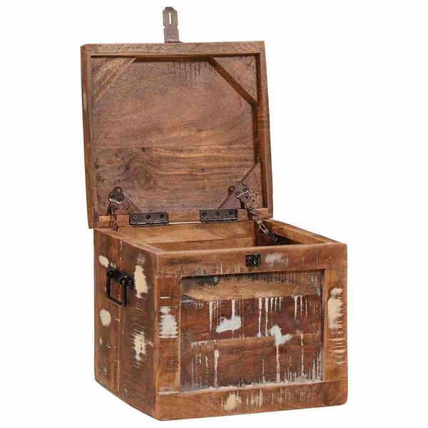 vidaXL Storage Box with Storage with Lock Brown Solid Mango Wood