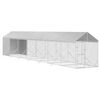 vidaXL Outdoor Dog Kennel Silver Galvanized Steel, Polyethylene Large