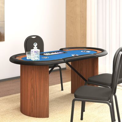 vidaXL 10-Player Poker Table with Chip Tray Blue 63"x31.5"x29.5"