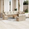 vidaXL Garden Sofa Set Beige PE rattan Large Modular Garden Sofa Set