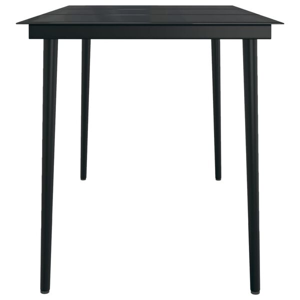 vidaXL Garden Dining Table Black Powder-coated steel, Tempered glass Large