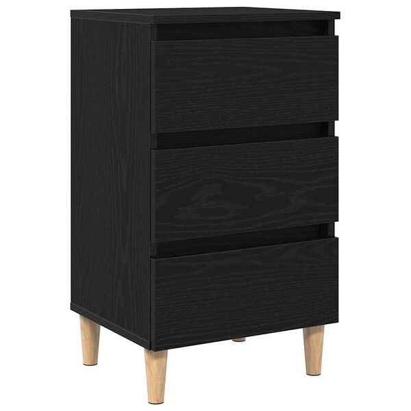vidaXL Bedside Cabinet with Drawer Black Oak 15.75 x 13.78 x 27.17 in