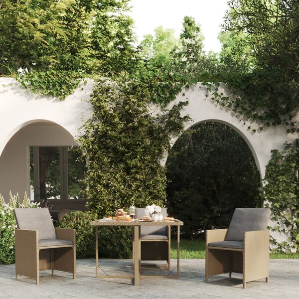 vidaXL Garden Table Beige and Black