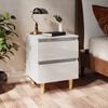 vidaXL Bed Cabinet Set of 2 Glossy White Engineered Wood, Solid Pinewood