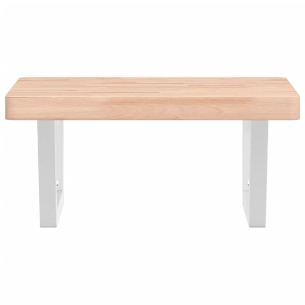 vidaXL Basin Shelf White, Natural Wood Solid Beech Wood, Steel Compact