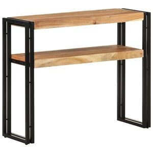 vidaXL Console Table Natural wood and black Solid acacia wood, iron Small