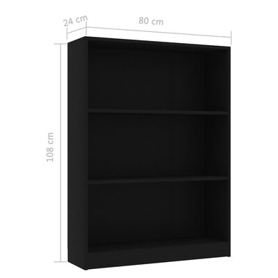 vidaXL Bookshelf Black 31.5"x9.4"x42.5" Chipboard