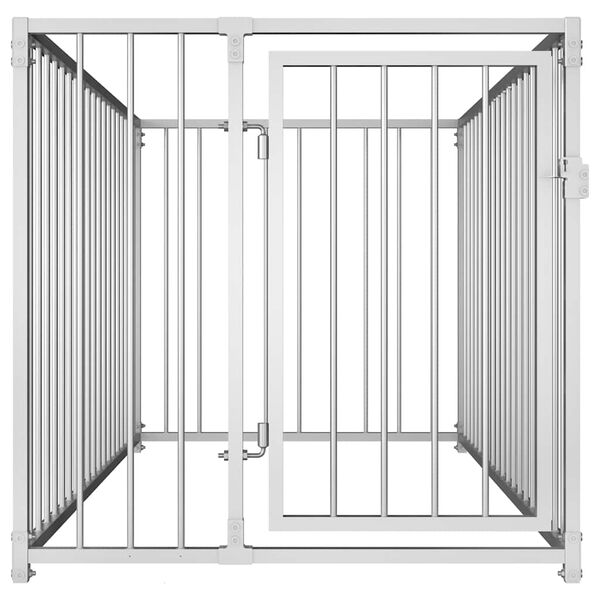 vidaXL Dog Kennel Silver Steel Medium Durable Dog Kennel Rectangular