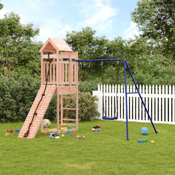 vidaXL Outdoor Playset Natural Wood, Blue Solid Douglas Fir wood