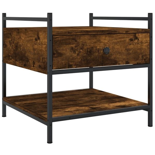 vidaXL Coffee Table Smoked Oak Engineered Wood, Metal Medium