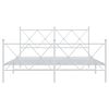 vidaXL Bed Frame White Steel 63 x 79 in Bed Frame Rectangular
