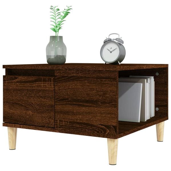 vidaXL Coffee Table Brown Oak Engineered Wood 21.7x21.7x14.4 in