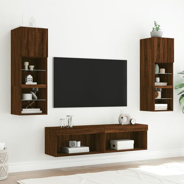 vidaXL TV Cabinet Brown oak Engineered wood Compact Modern TV Cabinet