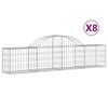 vidaXL Gabion Basket Set of 8 Silver Galvanized Iron Extra Large