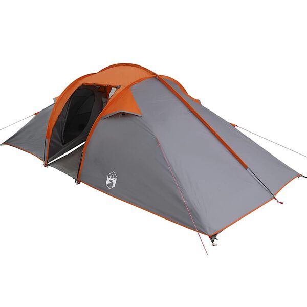vidaXL Tunnel tent Grey and Orange 200.79 x 94.49 x 61.42 in Taffeta