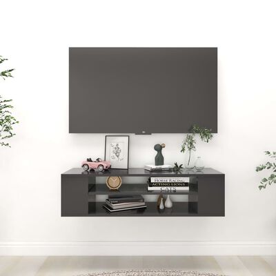 vidaXL Hanging TV Cabinet Gray 39.4"x11.8"x10.4" Engineered Wood