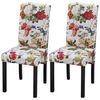 vidaXL Dining Chairs Set of 2 Multicolored Polyester fabric, Wooden frame