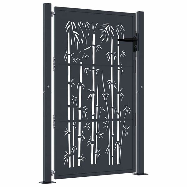 vidaXL Garden Gate Anthracite 39.4x59.1" Steel Bamboo Design
