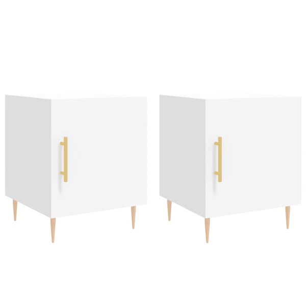 vidaXL Bedside Cabinet Set of 2 White Engineered wood, iron Standard