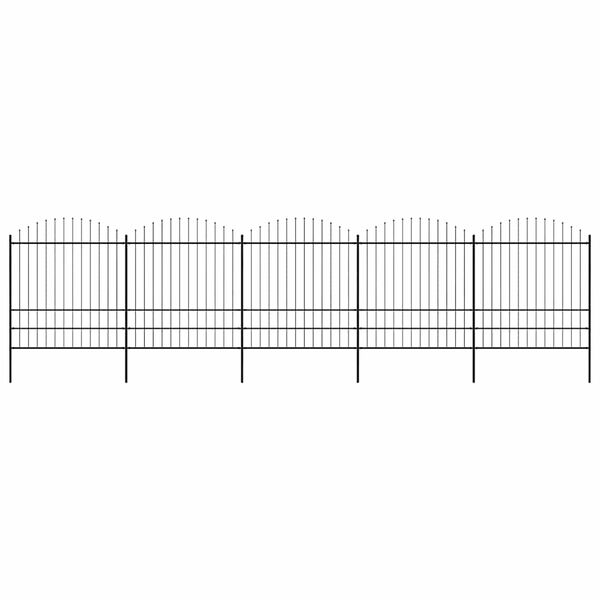 vidaXL Garden Fence with Spear Top Steel 351.3"x78.7" Black