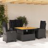 vidaXL 5 Piece Patio Dining Set with Cushions Black Poly Rattan