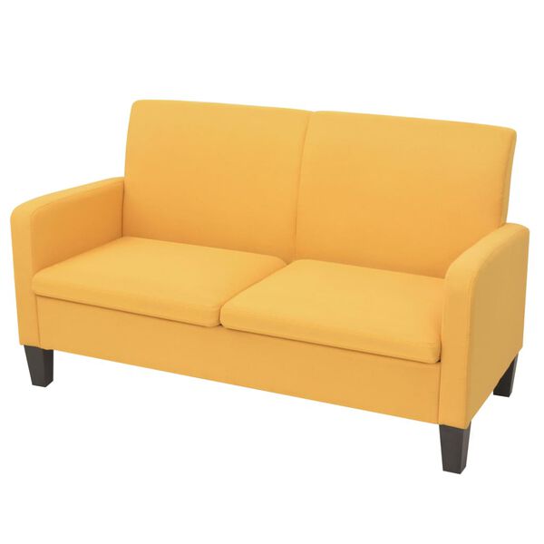 vidaXL Sofa Yellow Polyester 2-seater Removable Covers Sofa