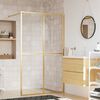 vidaXL Walk-in Shower Wall with Clear ESG Glass Gold 46.5"x76.8"