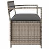 vidaXL Garden Storage Bench Grey PE Rattan, Powder-Coated Steel, Plywood
